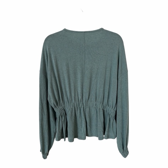 EMERALD Long Sleeve Slouchy Shirt in Sage Green - Picture 2 of 3